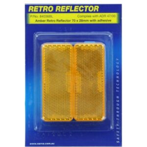 Amber Retro Reflector 70 x 28mm with Adhesive 2pk