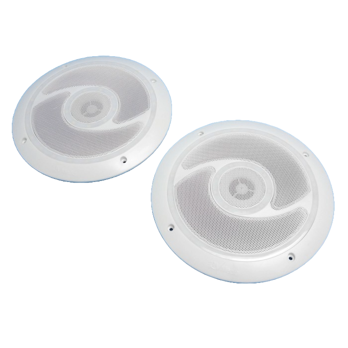 RV Media Combo LED Light & 6 Inch Speaker - 180W Includes Tweeter - White - Pair