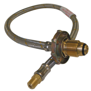 Gas 600mm Flexible SS Gas Pigtail with Handwheel - Suit Twin Cylinders (1/4 Male Inverted Flare)