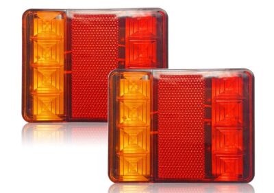 2X Trailer tail lights 8 LED Stop Tail Lights Submersible Boat Truck Lamp Parts