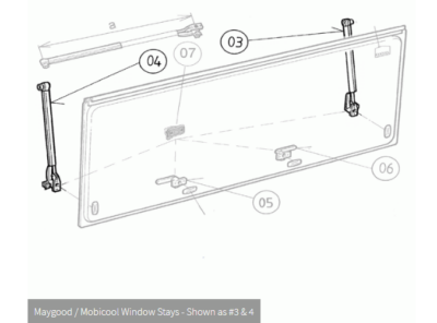 DM-W350: Window Stays (Pair) - Suit 350mm Maygood / Mobicool Windows