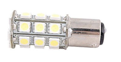 LED BA15D Double Contact Bulb, 250 Lumens, Parallel Pins, Cool White LEDs