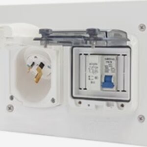 RCDO/Inlet Enclosure 2.5mm White 15 Amp