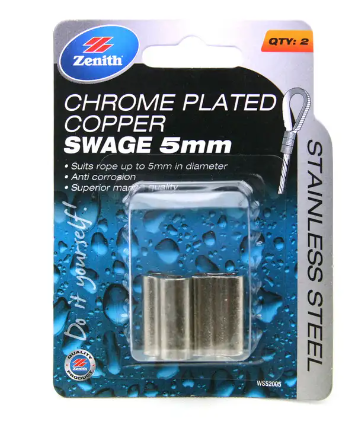 CHROME PLATED COPPER SWAGE 5MM 2 PACK