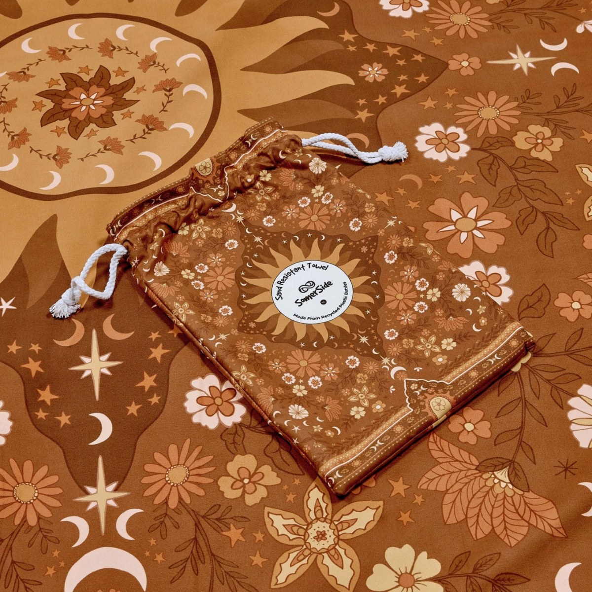 SomerSide XL Boho Sun Brown - Sand Free Quick Dry Beach Towel - Image 5