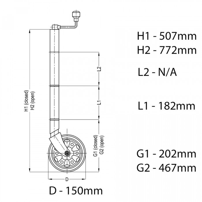 Al-ko Premium 150mm Jockey Wheel - Standard Height - Image 2