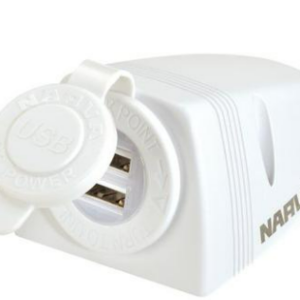 Narva Heavy Duty Surface Mount Socket White Dual USB (81154WBL)