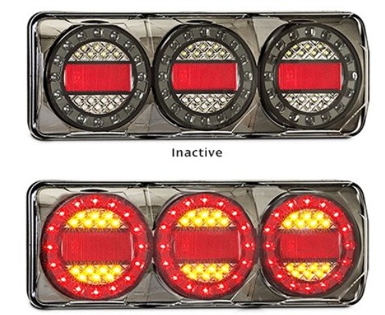 Maxilamp 3 Lamp Combination Black Chrome - Stop/Tail/Indicator