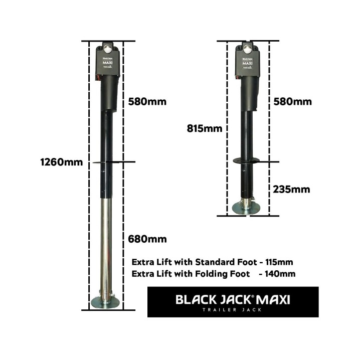 Black Jack Maxi Electric Trailer Jack + Wiring Harness - 2000kg - Image 3