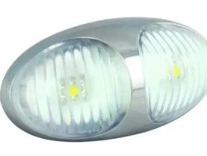 White Marker with 2 Pin Plugs with Chrome Bracket
