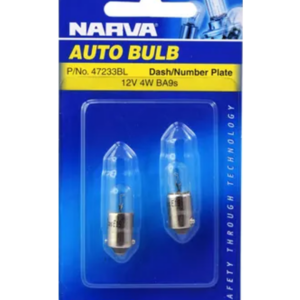 Indcandescent Globes - 12V 4W BA9s - Blister Pack of 2