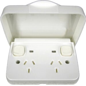 Weatherproof Power Point Double Pole 10 Amp Outlet GPO IP65 Rated - White