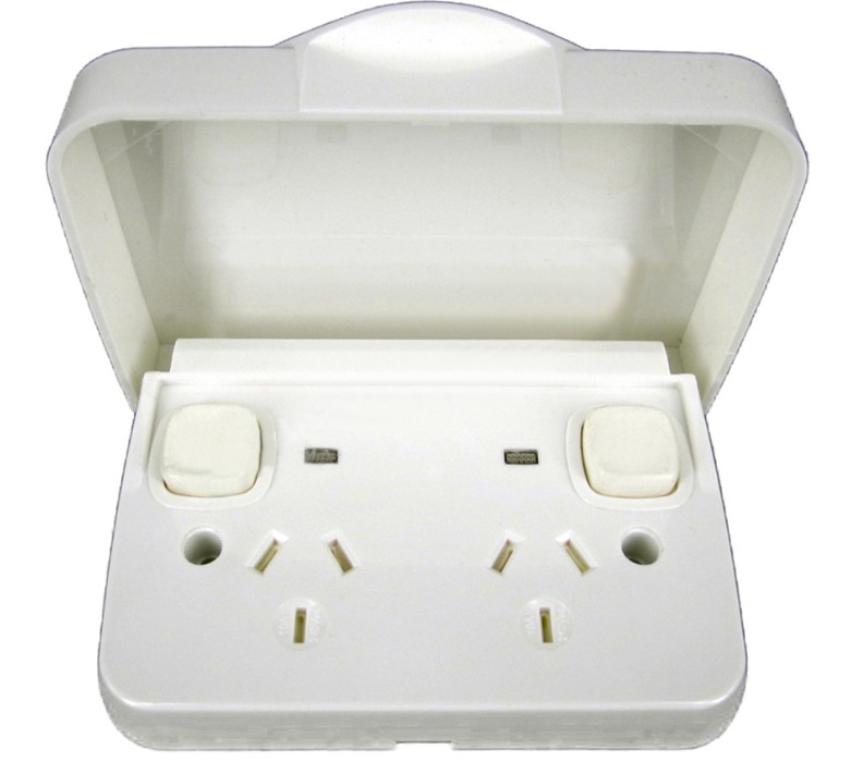 Weatherproof Power Point Double Pole 10 Amp Outlet GPO IP65 Rated - White