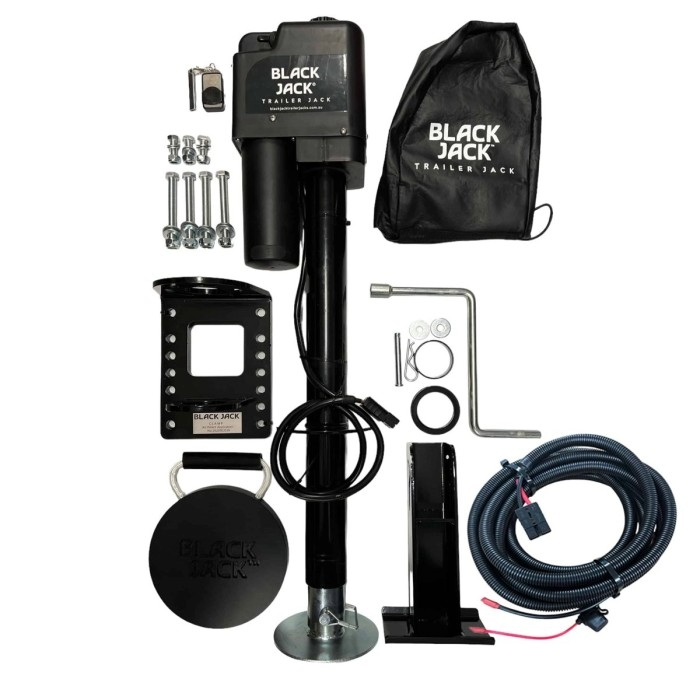 Black Jack Maxi Electric Trailer Jack + Wiring Harness - 2000kg