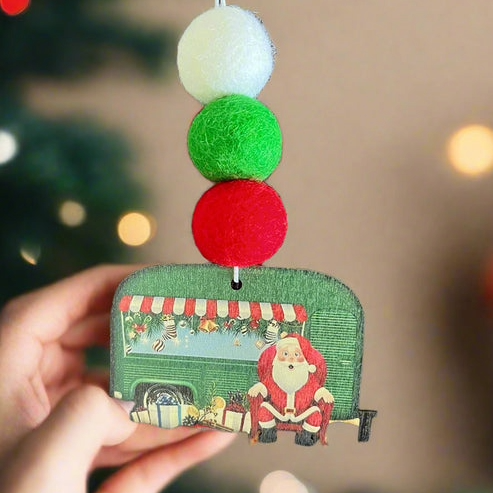 Van Fizzers | Smelly Van Dangle - Green Caravan & Santa