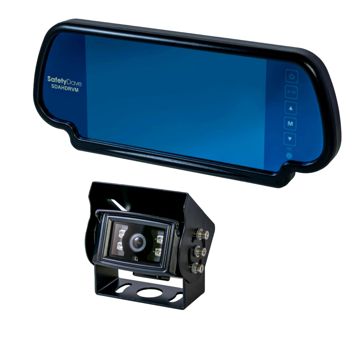RV Mirror Kit: Monitor 7″ Mirror + Camera Square Black 45° AHD