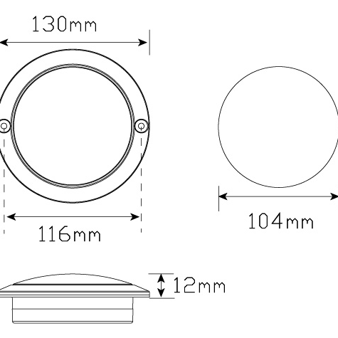 LED Autolamps 102 Series Round Stop/Tail Lamp with Red Lens 130mm Diameter - Image 4