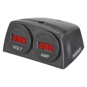 Narva Heavy-Duty Surface Mount Accessory Socket & 12/24V DC LED Volt/Amp Meters (81178BL)