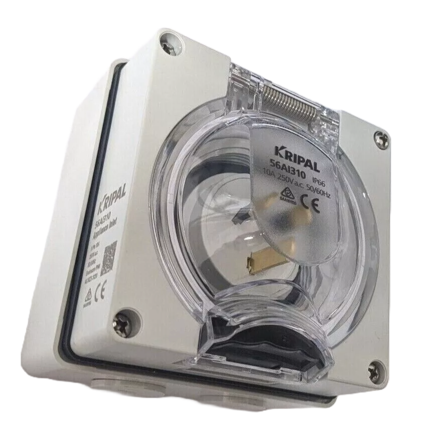 Kripal Weatherproof IP66 15AMP 3 Pin 15A Power Inlet - 240V