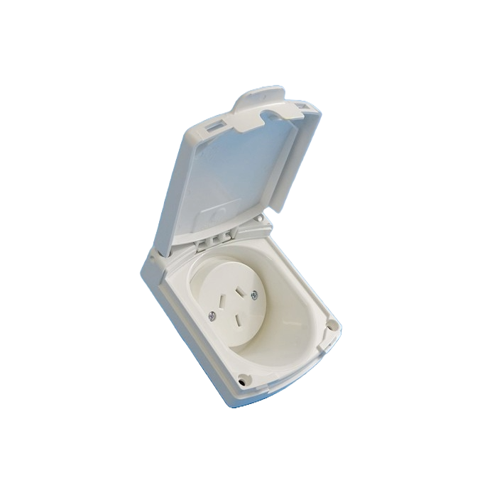 Clipsal (New) White External 10AMP Power Outlet 240V - IP34