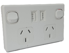 Double Pole Twin Power Point with Dual USB
