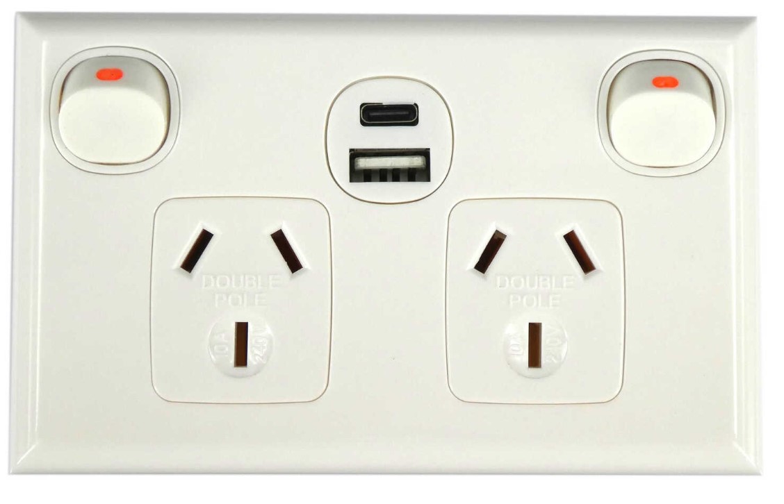Double Pole Double Power Point with Dual Type A&C Charging Outlets