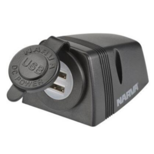 Narva Dual USB & USB-C HD Surface Mount Socket - Black (81156BL)