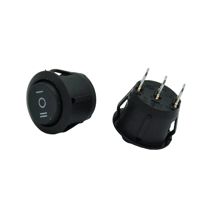 On-Off-On No LED MINI ROUND TOGGLE SWITCH - Black 12v 3 Pin 3 Way SPDT 20mm