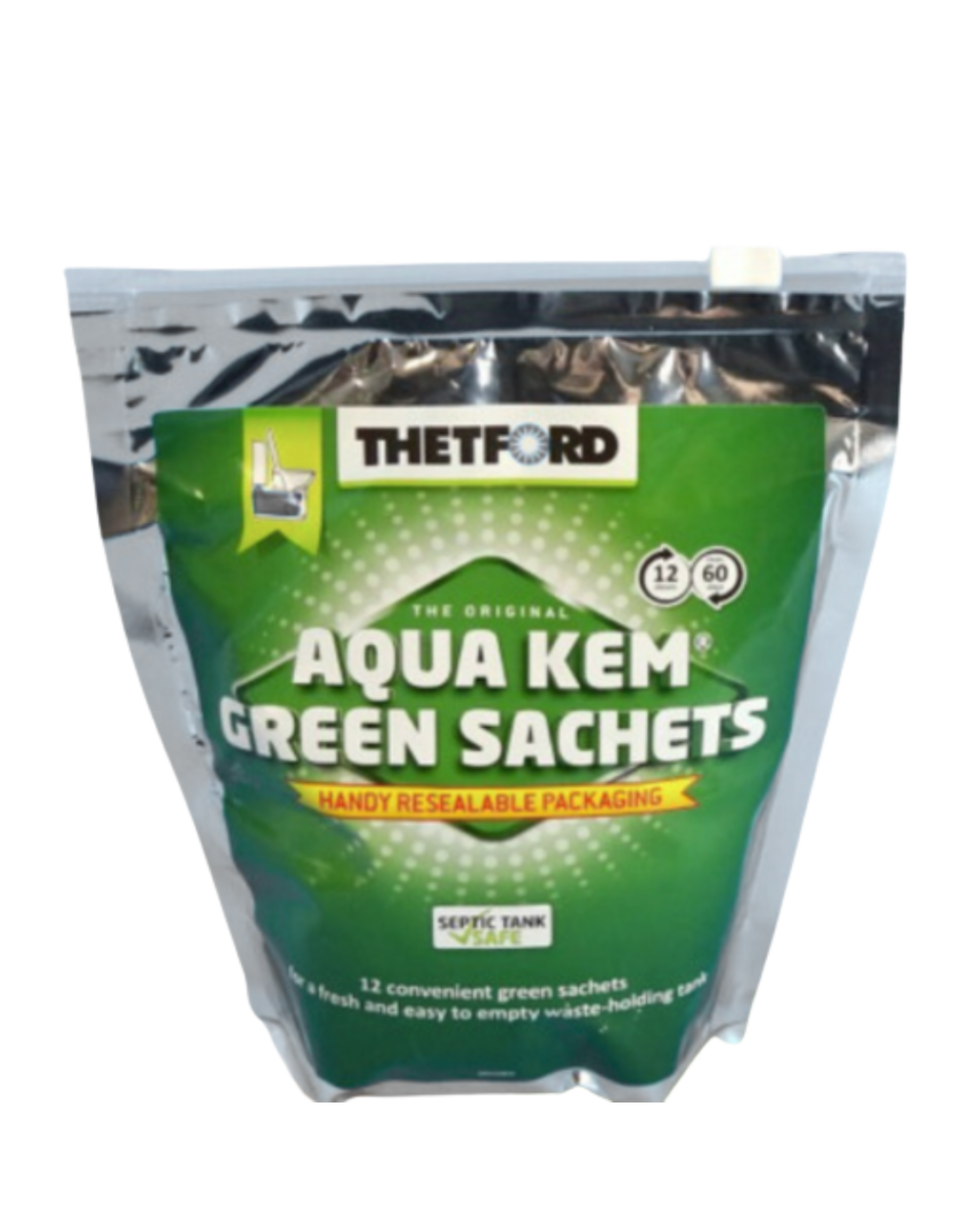 Thetford Aqua Kem Green Sachets - Waste Cassette Additive 12 Sachets Septic Safe