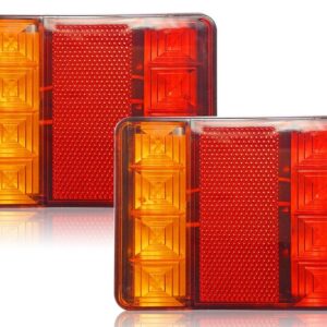 Trailer Tail Lights - 8 LED Stop Tail Lights - Submersible Boat Truck - Box of 2