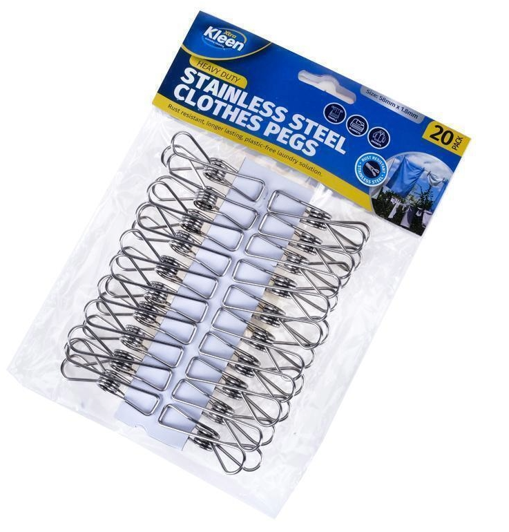 Stainless Steel Clothes Pegs 20PK