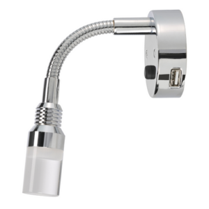Narva 12V Silver Interior Lamp with Touch Switch and 2A USB Socket (87481)