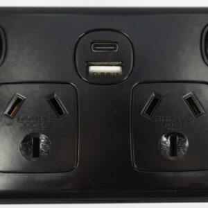 Double Pole Double Power Point with Dual Type A&C Charging Outlets Black