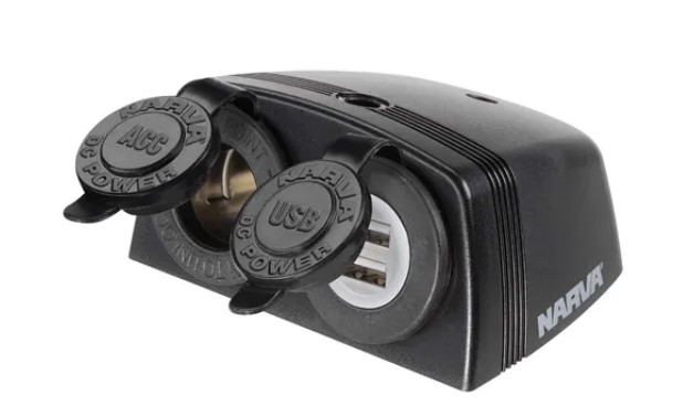 Narva Acc/Dual USB Twin Socket Surface Mount (81168BL)